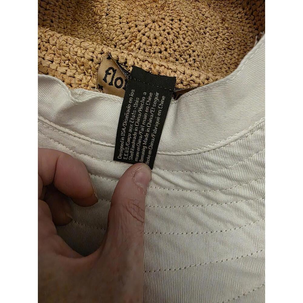 $215 Marisol Wide - Crochet Raffia/Cotton Canvas Hat - Picture 8 of 9